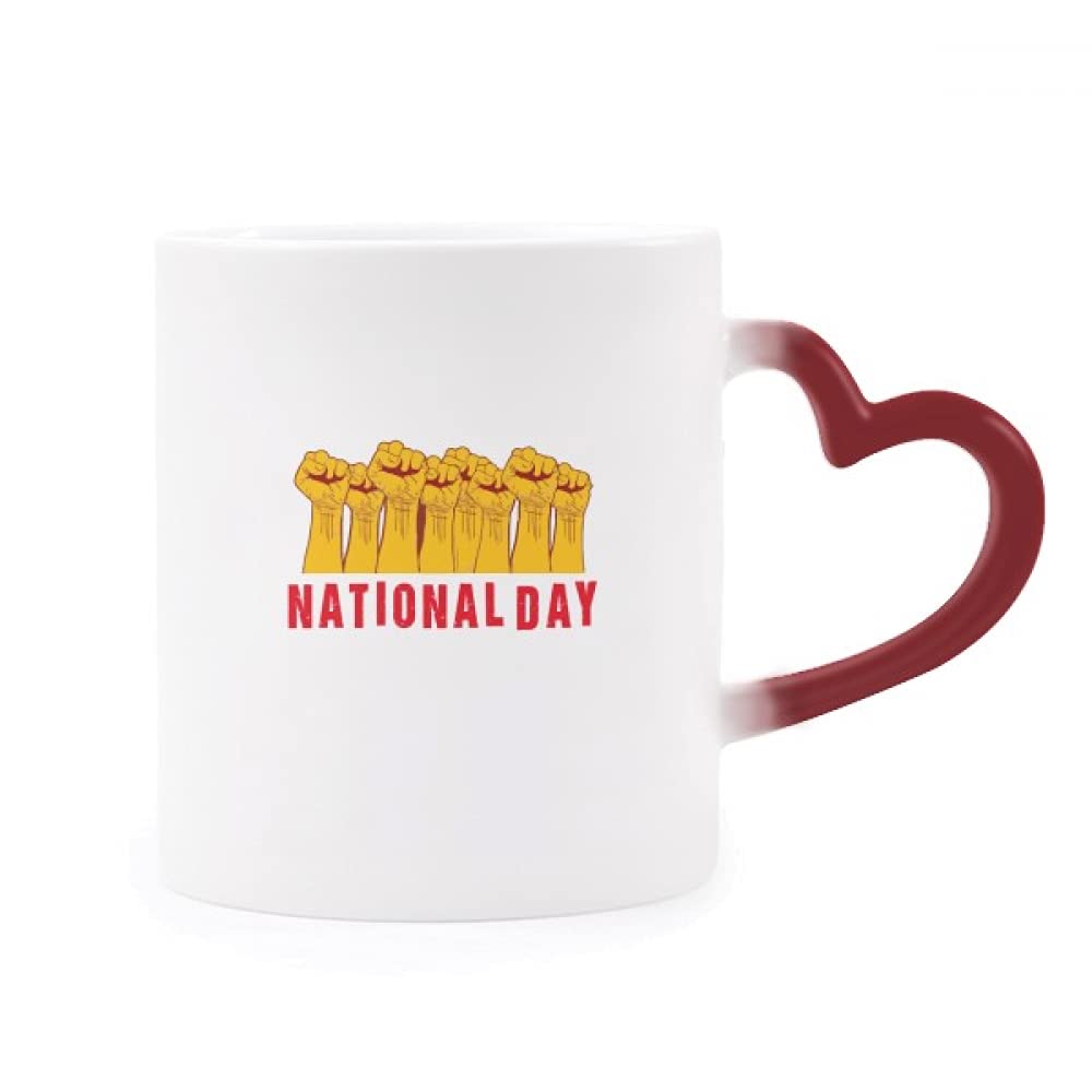 National Day Strong Nation Heat Sensitive Mug Red Color Changing Stoneware Cup