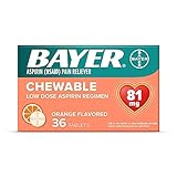 Aspirin Regimen Bayer, 81mg Chewable Tablets, Pain Reliever, Orange, 36 Count