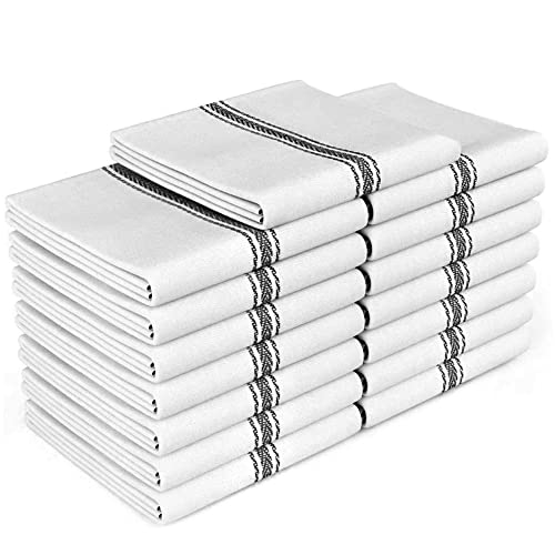 Zeppoli Classic Kitchen Towels - 15 Pack - 14" X 25" - 100% Natural Cotton Dish Towels - Reusable Cleaning Cloths - Black Tea Towels - Super Absorbent - Machine Washable #TOP4