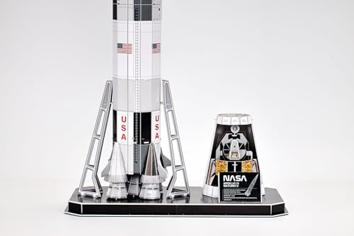 Revell 3D Puzzle Apollo 11 Saturn V I Für Raumfahrt-Enthusiasten I 126 Teile für Kinder Erwachsene Jungen und Mädchen I ab 8+ Jahren I inkl. Ständer I Bauspaß und Geschenkidee