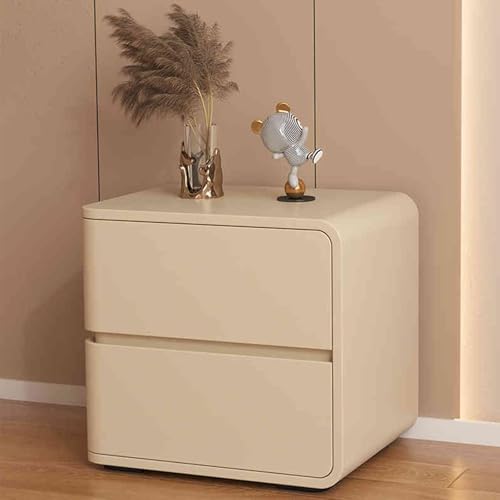 Table de chevet minimaliste meuble de rangement de chambre lit 2 tiroirs cuir beige noir