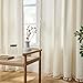Joydeco Natural Linen Beige Boho Curtains - 84 Inch Length 2 Panels, Super Soft Bohemian Farmhouse Curtains with Tassels, Semi Sheer Light Filtering Drapes for Bedroom & Living Room