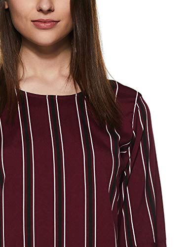 Image of Style Quotient Womens Burgundy Vertical Stripes Top