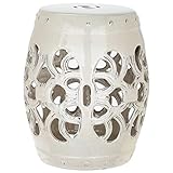 Safavieh Imperial Vine Ceramic Decorative Garden Stool, Cream