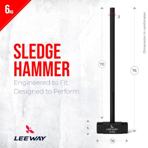 Image of LEEWAY 6 Kg Sledge Hammer for Strength Training, Gym Hammer, ClubBell, MaceBell for Full Body, Shoulder, Grip and Forearm Workout, Stretching Exercise Sledgehammer (Hammer, 6 kg)