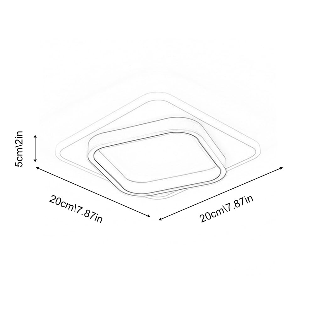Kwadratowa Sufitowa Led Z Możliwością Regulacji, 3000K/4500K/6000K, Do Korytarza, Sypialni, Ganku, Nowoczesna Metalowa Sufitowa/Ciemny/20 Cm