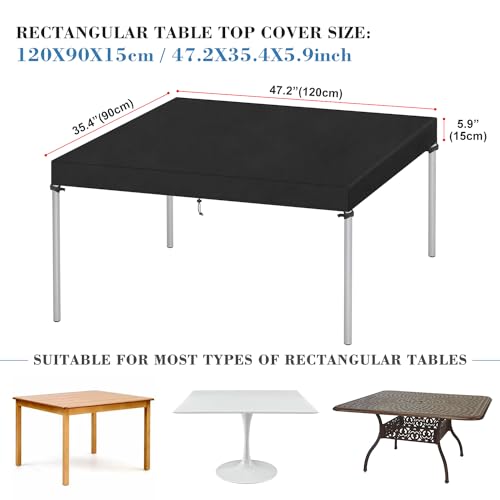 VANSHEIM Outdoor Table Top Covers Waterproof Table Cover Outdoor Furniture Cover Windproof Garden Table Cover 420D Oxford Fabric 120x90x15cm - Image 2