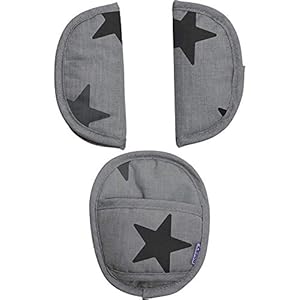 Dooky Universal Gurtpolster Grey Stars 3er Set