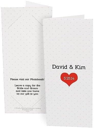 Modern Heart Personalized Photo Strip Holders for 2x6 Photobooth Prints Our Price is for 100 Units - 2x6