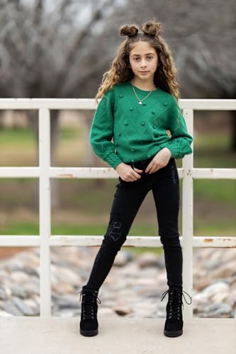 Image of Arshiner Kid Girls Crew Neck Lantern Sleeve Sweater Cute Jumper Top Pullover Outwear 5-13 Years