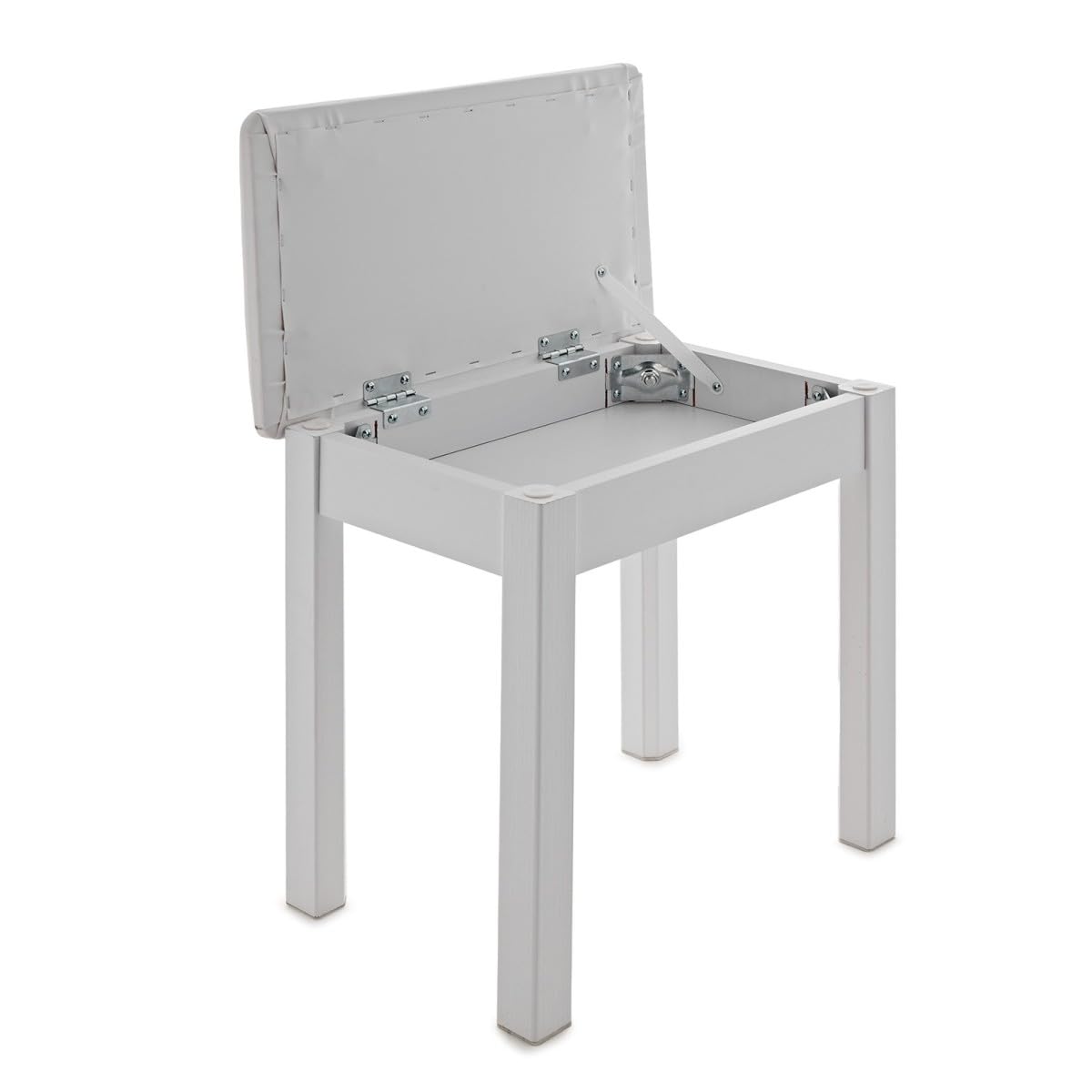 gear4music Sgabello per pianoforte VISION con contenitore, bianco | Comodo Vano di Stoccaggio Sotto il Sedile, Seduta Comoda con Superficie Superiore Piatta, Design Compatto, Bianco