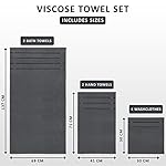 Utopia Towels 8-Piece Luxury Towel Set, 2 Bath Towels, 2 Hand Towels, and 4 Wash Cloths, 600 GSM Ring Spun Cotton Highly Absorbent Viscose Stripe Towels Ideal for Everyday use (Grey) - Image 3