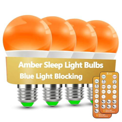 Wivety Amber Sleep Light Bulbs 1600K with Remote Control, E26 ...
