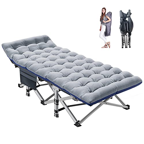 NAIZEA Folding Camping Cots for Adults, Portable Cot with Mattress Heavy Duty Outdoor Bed with Carry Bag 1200d Oxford Cloth Sleeping Cots for Camping Office Nap Home Guest Beach Travel