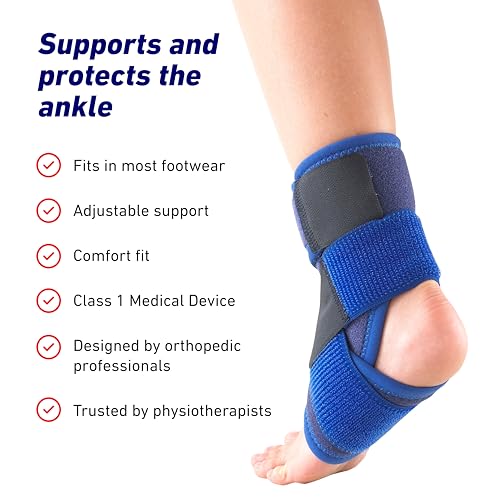 Image of Neo-G Ankle Brace for Kids - Support for Juvenile Arthritis, Joint Pain, Ankle Injuries from Gymnastics, Basketball, Volleyball - Adjustable Compression - Class 1 Medical Device - One Size - Blue