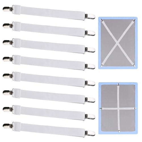 ZOCONE 8 Piezas Sujeta Sabanas (Extender 50-180cm) Sujetadores Sábanas Ajustable Tensor de Sábanas Elásticas Sujetadores de Hojas Sujeta Sabanas Bajeras Clips para Fijar Colchones Fundas de Sofá