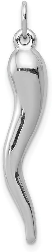 JewelryWeb 14k Solid Gold Polished Italian Horn Cornicello Good Luck Charm Pendant -5mm x 29mm, Italian Horn Necklace for Women, Cornicello Necklace, Good Luck Amulet