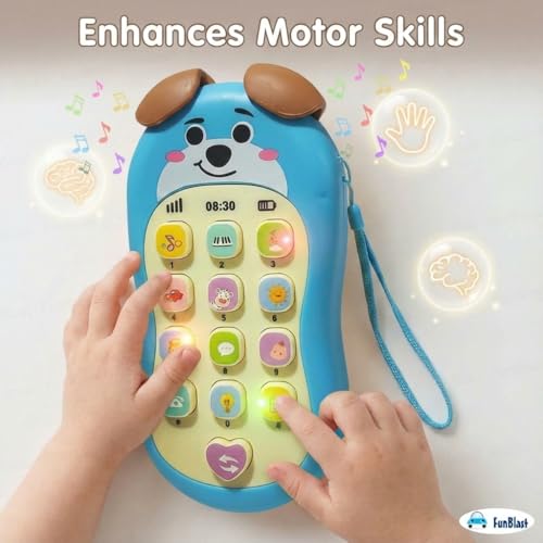 Image of FunBlast Cartoon Musical Mobile Phone for Kids, Mobile with Light & Sound Toys for Babies | Educational Toys for Kids 3+ Years /Boys /Girls-1 Unit (PuppyBlue)