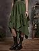 Yimoon Womens Renaissance Skirt Lace Tiered Asymmetrical Flowy Fairy Long Skirt High Waist Gothic Midi Skirts(ArmyGreen-XXL)