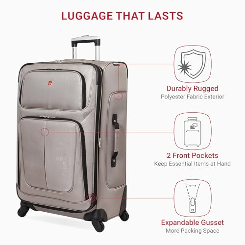 image for SwissGear Sion Softside Expandable Luggage – Large Checked Suitcase 