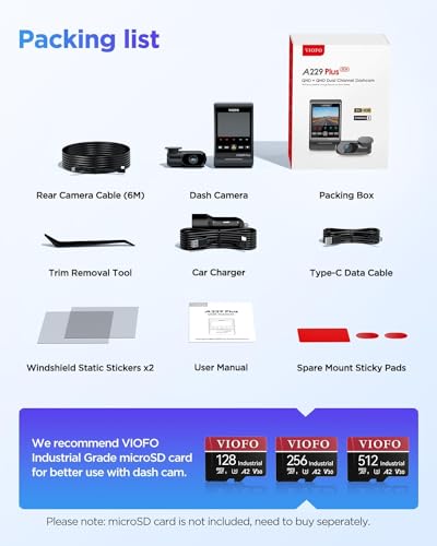 Image of VIOFO A229 Plus 2CH Front and Rear 2K+ 2K HDR 5GHZ WI-FI GPS Voice Control Dual Dash Camera with Sony STARVIS 2 Sensor