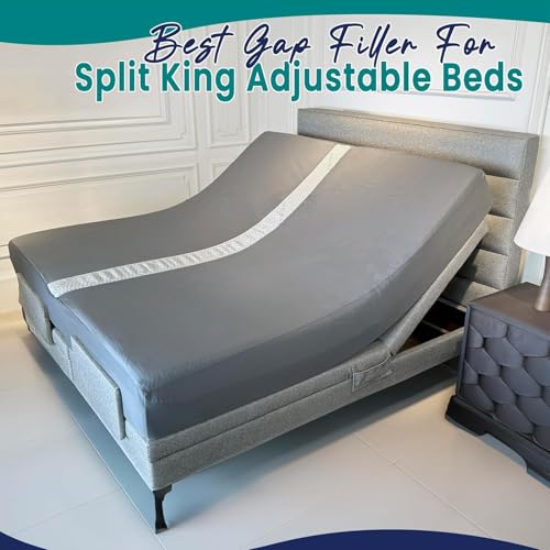 Image of 2-in-1 Fitted Sheet Attached Bed Bridge Twin (XL) to King Converter Kit | Split King Gap Filler for Adjustable Bed | White