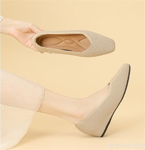 Women's Square Toe Ballet Flats - Slip On Knit Comfortable Ballerina Shoes, Casual Soft Walking Flats for Work & Dress4