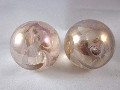 Big Game Toys~Set of 2 Peach Blush 35mm Boulder Translucent Peach/Pink White Swirl Large Shooter Solid Glass Marbles