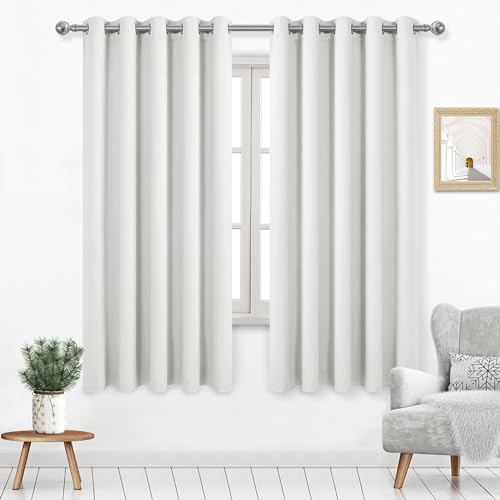 DWCN Wide Blackout Curtains for Bedroom Living Room 60 x 63 Inch Long Ivory