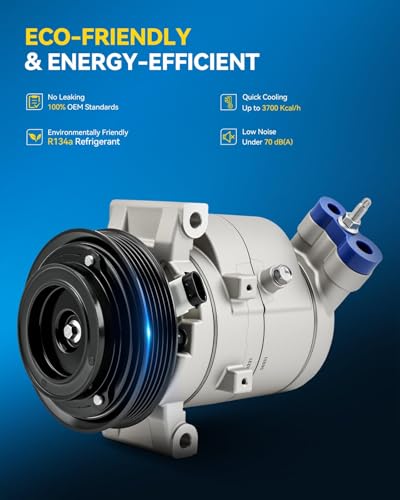 Image of PHILTOP NEW AC Compressor Compatible with 2010-2011 Chevy Equinox Terrain 2.4L, 2015 Terrain 2.4L, Air Conditioning Compressor