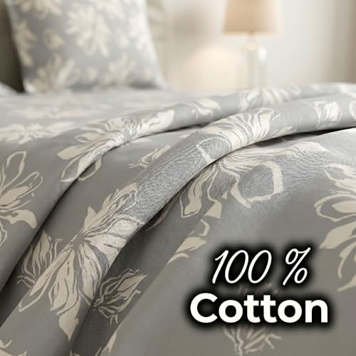 Image of Mafatlal 186 TC Metro Cotton Double Bedsheet | 90 x 100 Inch | Smooth Soft Cotton with 2 Pillow Covers | Comfortable Double Bed Sheet | Cement Grey