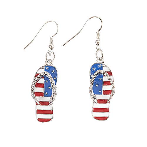 Patriotic Red Blue Star Stud Earrings