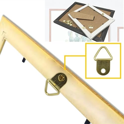Image of Set of 100 Small Picture Hangers Practical Triangles D Rings with Screws Single Hole Hook Photo Hangings Accessories