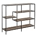 HOMCOM Standregal, Bücherregal Lagerregal Industrieller Stil, Aktenregal, Küchenregal, P2 Spanplatte, Metall, Schwarz+helle Eiche, 120 x 32 x 95 cm