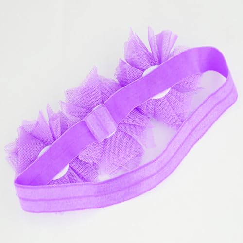 Chewtoyo Faixa de cabeça de renda floral para bebês com sandálias descalço combinando - adorável con