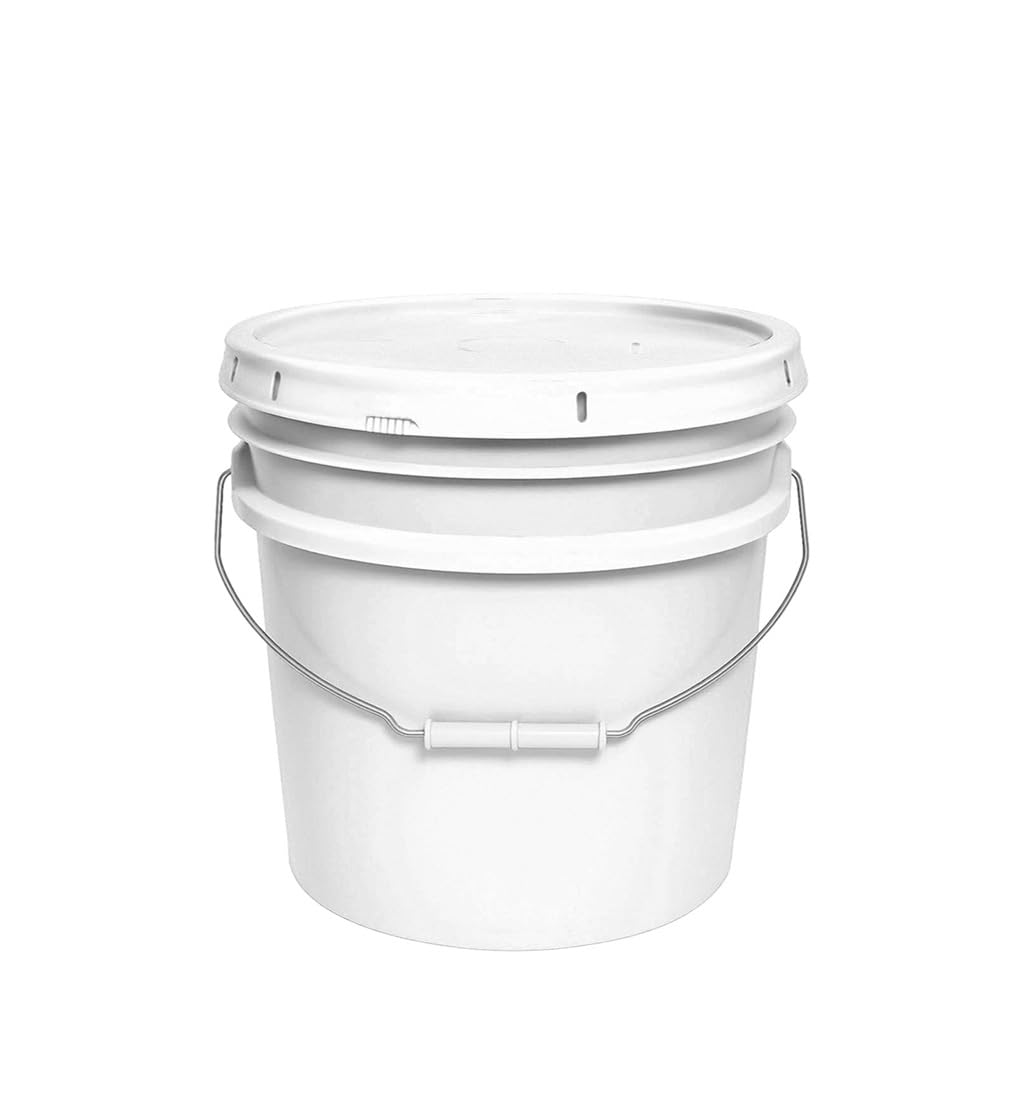 MKS Plastics White 3.5-Gallon Heavy-Duty Bucket with Airtight Lid, 1-Pack