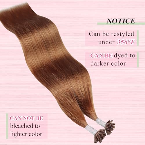 Image of YoungSee Copper U tip Hair Extensions Copper Utip Hair Extensions Human Hair Colored U Tips Human Hair Extension Easy to Apply 14 Inch 50 Strands 50G