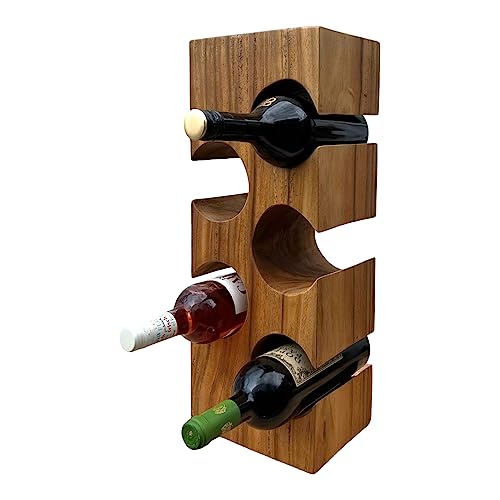 FaHome Casier à vin en bois massif (50/70/100 x 27 x 18) - Porte-bouteilles sur pied en bois massif naturel (50 x 27 x 18 cm)