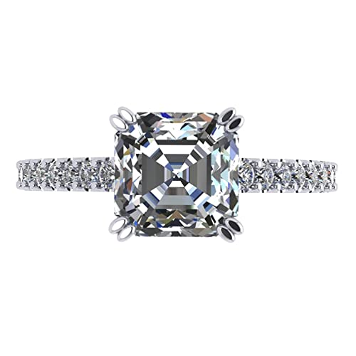 NANA Jewels 2.00ct Asscher cut Cathedral Solitaire simulated Diamond Engagement Ring Sterling Silver2