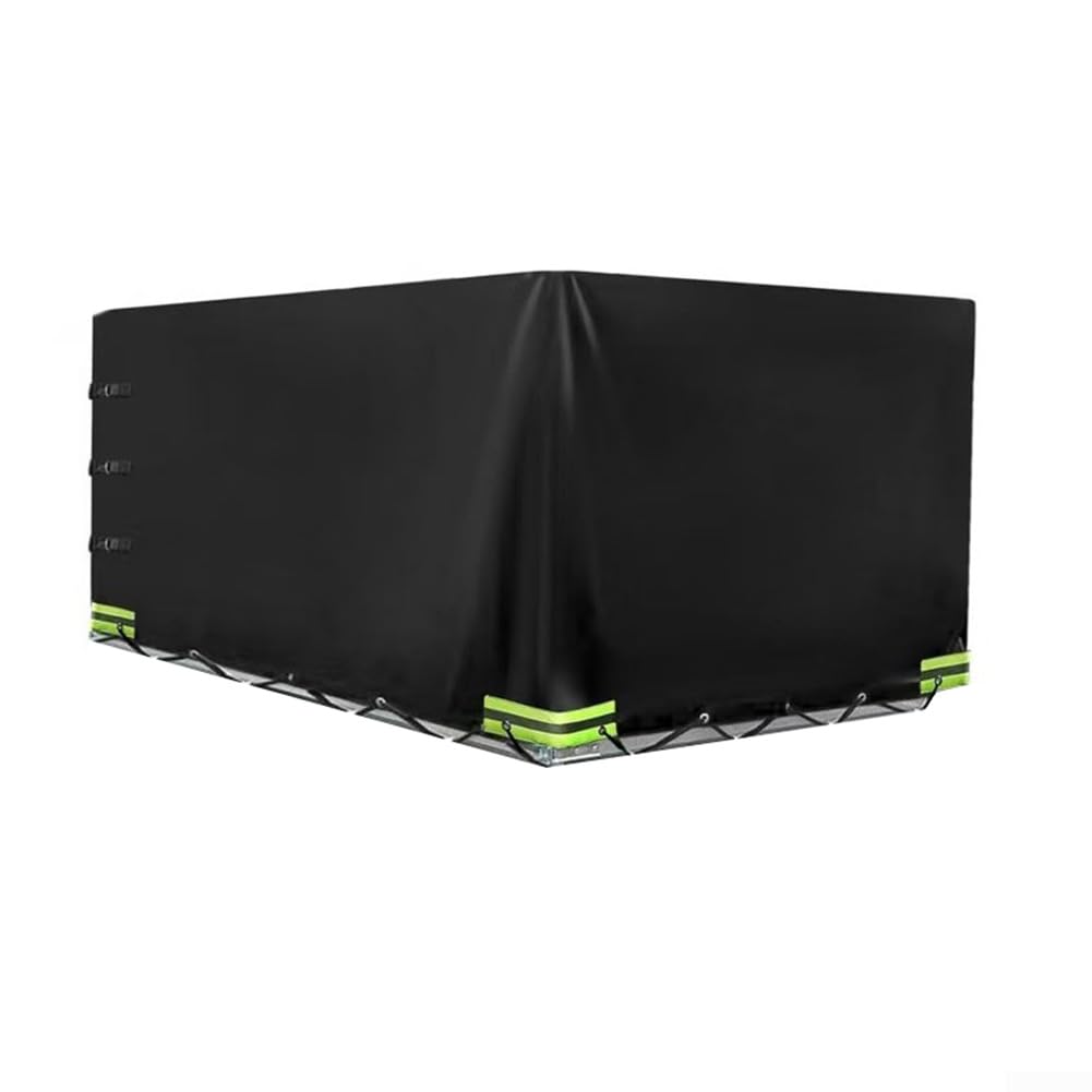 Anhänger-Abdeckung, 210 x 114 x 90 cm, Mehrzweck-Anhängerplane, wasserdicht, winddicht, UV-beständig, strapazierfähiges 420D-Oxford-Gewebe, sichere Passform für die Aufbewahrung im Freien (schwarz)