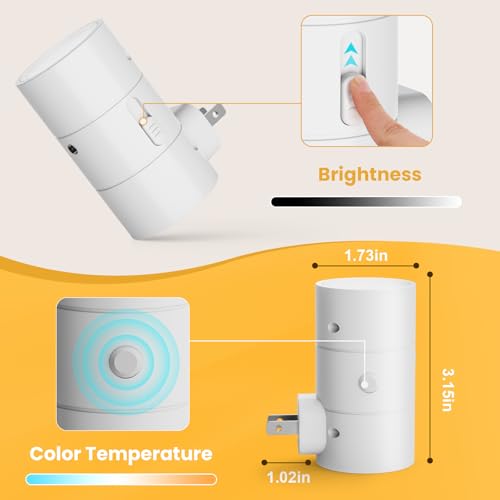 Image of VOLISUN Night Lights Plug into Wall, Dimmable LED Nightlight with Dusk to Dawn Light Sensor, 0-100LM Adjustable Brightness, 3 Color Temperatures, Compact Size, 6 Pack for Hallway, Bathroom White
