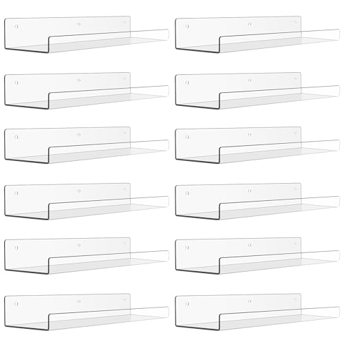 upsimples 12 Pack Acrylic Shelves Wall Organizer and Storage, 15"