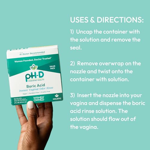 pH-D Feminine Health - Instant Odor Rinse with Boric Acid for Vaginal Odor - Vegan, Paraben-Free, Cruelty-Free, 1 and 2 Packs - Image 6