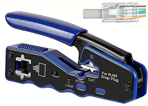 RJ45 Crimper Tool Pass Through Network EZ Crimping Tool for Cat6a Cat5 Cat5e Connector