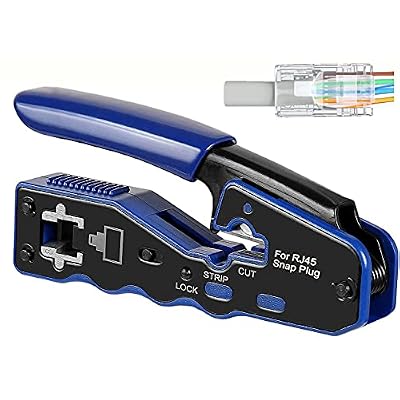 Cat6 / Cat5e RJ45 Pass Through Connector Bundle with Crimping Tool