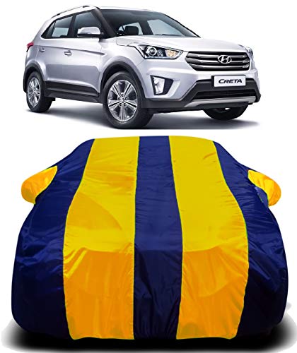 Image of Waterproof Car Cover with Ultra Surface Body Protection (Yellow Stripes) (Hyundai Creta New 2019)