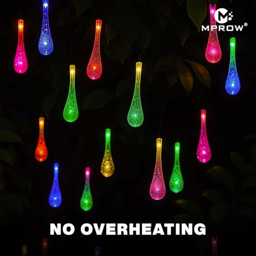 Image of MPROW Water Drop String Lights, 20 LED Multicolor Fairy Lights with 8 Modes, Waterproof Decorative Lighting for Garden, Patio, Christmas & Party Decorations (Pack of 1)