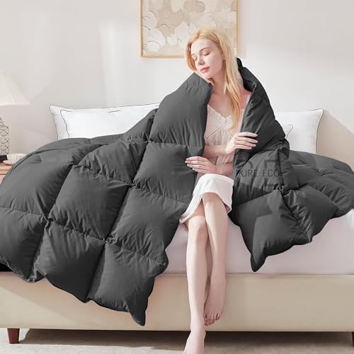 Image of PURE ECO 300 GSM Comforter for Single Size - Luxury & Soft Microfiber 300 GSM Comforter for Winter - Duvet /Blanket Single Size (60 inchX90 inch) - Dark Grey Color