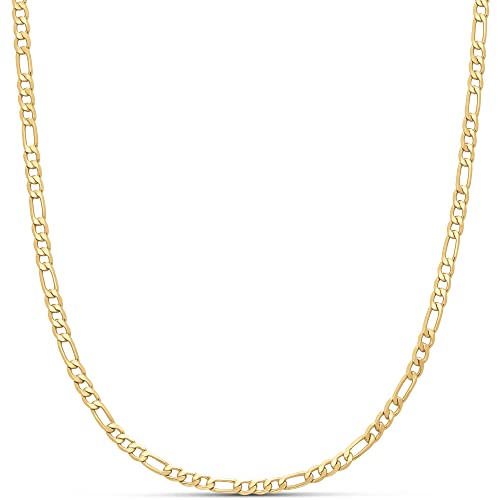 Amazon Essentials 14k Gold or Sterling Silver Plated Figaro Chain 16