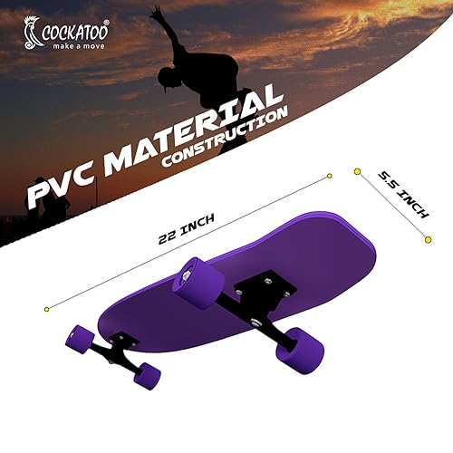 Image of Cockatoo PVC Skateboard | Penny Skateboard| Casterboard| Anti-Skid Board with 608Z Bearings | (22 x 6 Inch)
